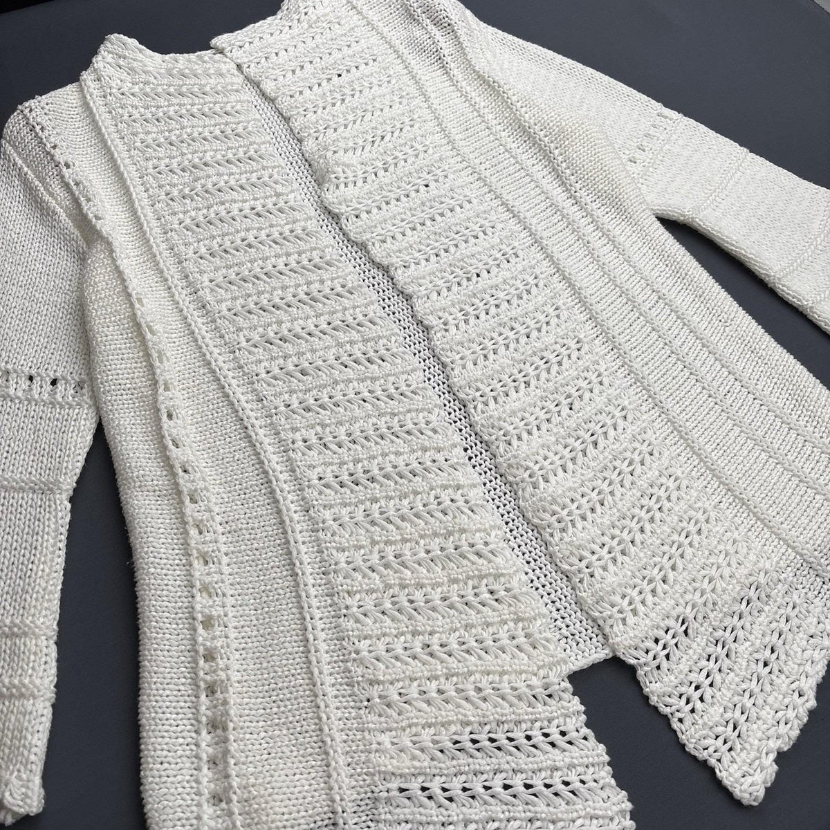 Vintage MOFFI International Ivory Open Knit Cardigan Bell Sleeve  Boho Sz Small