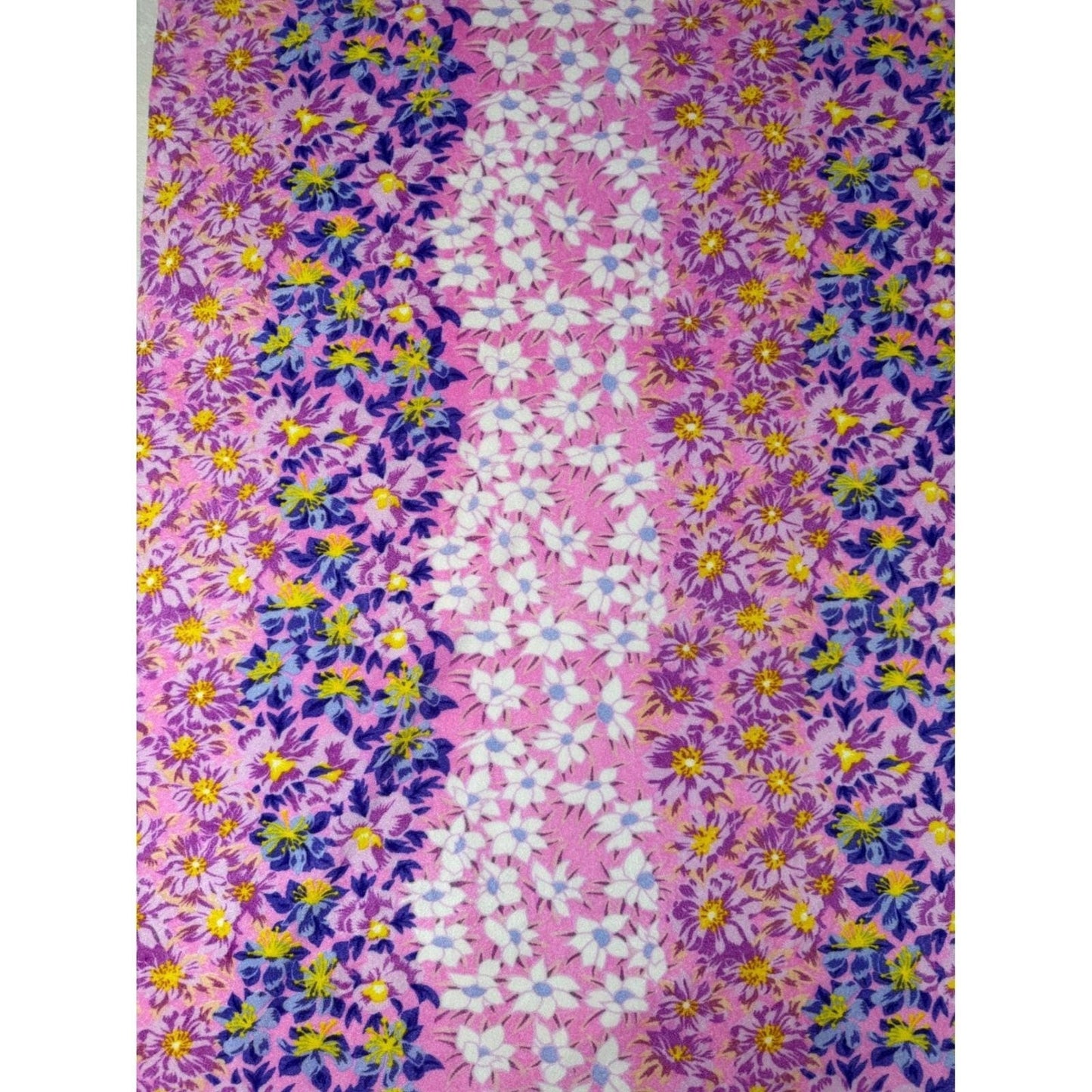 Vintage Floral Velour Fabric Pink Purple Daisy Print 2.5m • 46 Inch Wide 166 GPM