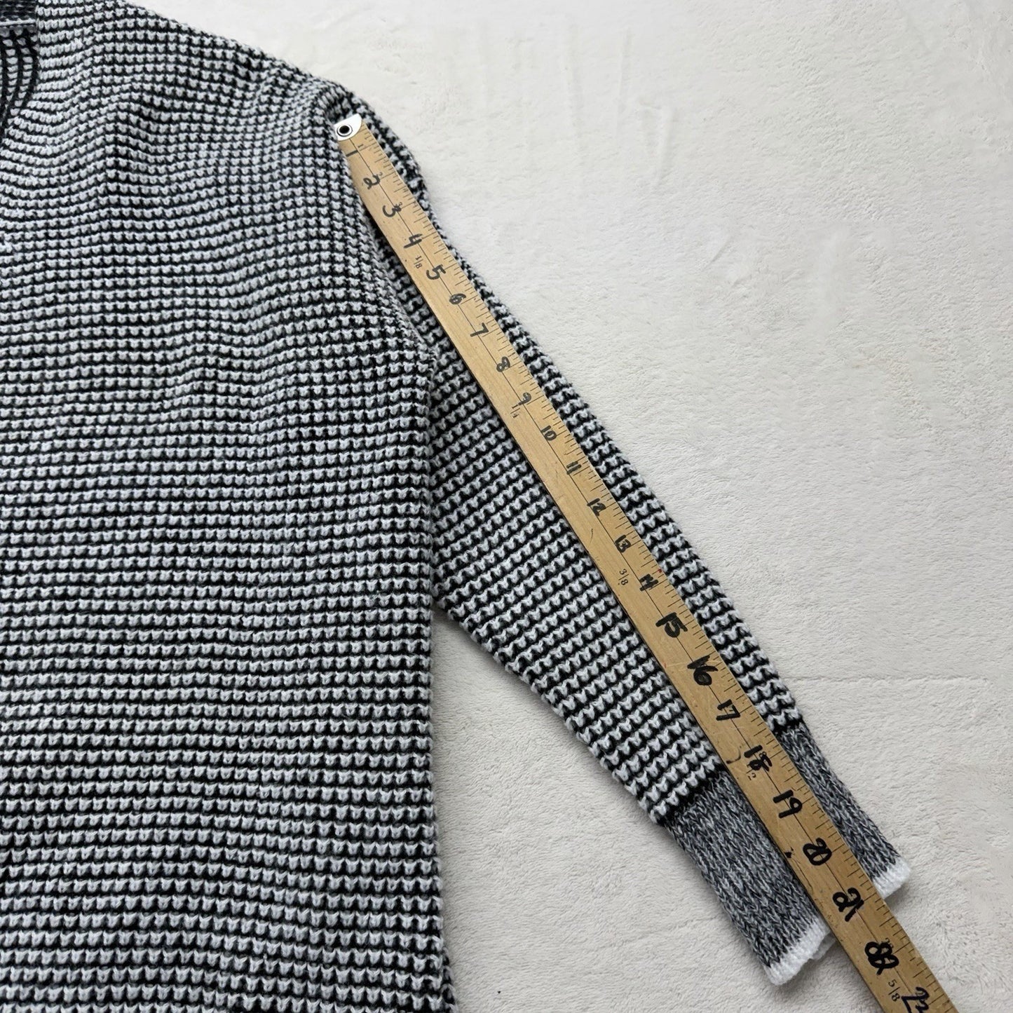 Women's Knit Cardigan – Black White Open Front Slouchy Longline Sweater Size XXL