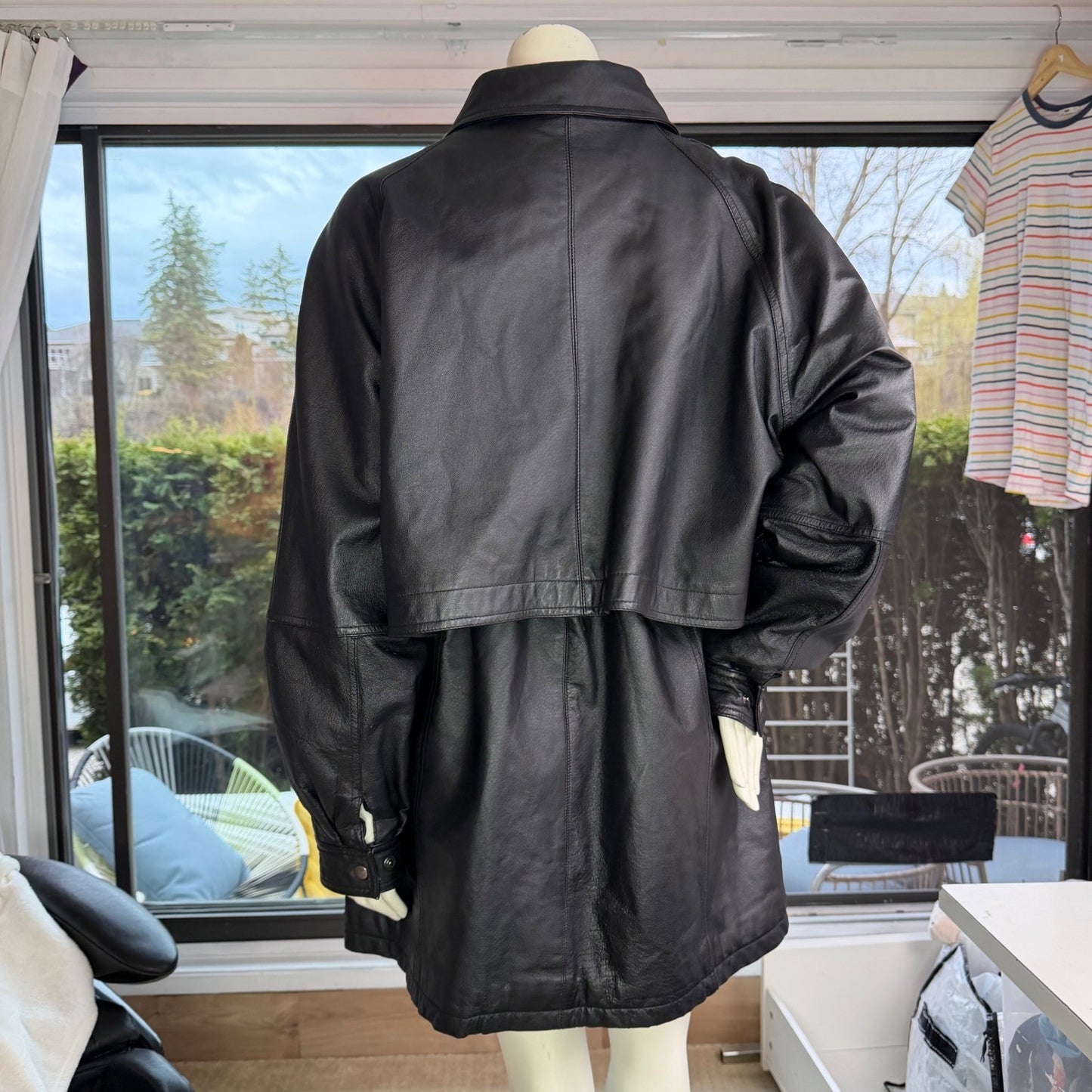 Vintage Black Leather Jacket 22W Plus Size Oversized Minimal Chic Soft