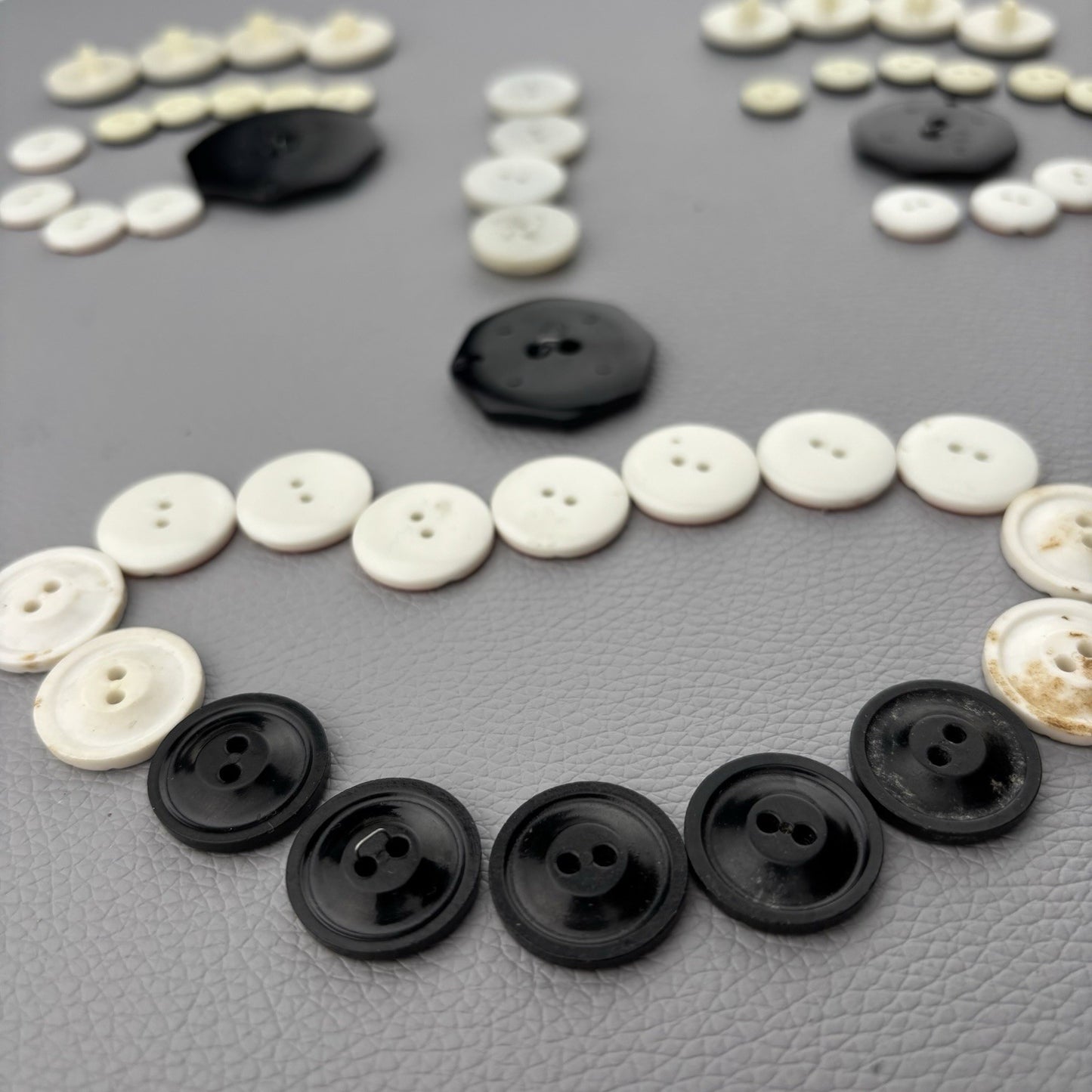 Black White Orange Button Lot ~ 35pc Plastic Sewing Craft Supply Mixed Set