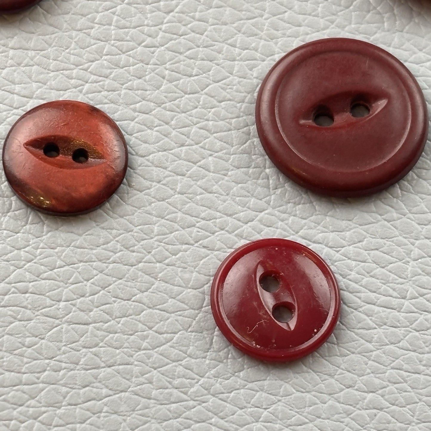 Vintage Burgundy Red Buttons Lot. 18 Piece Two Hole Four Hole Small Md Crafts