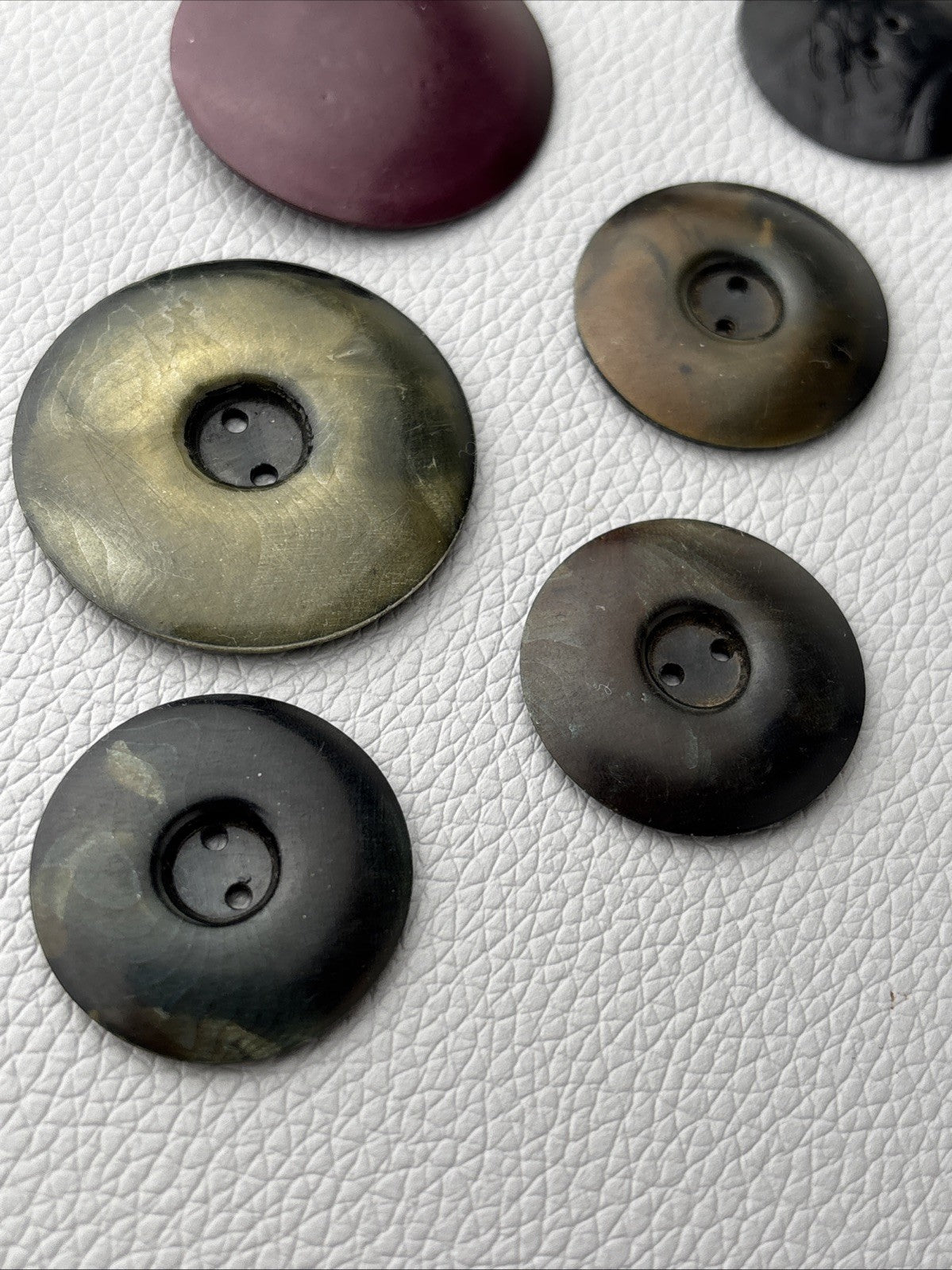 Vintage 1930s Mixed Bakelite Catalin Casein Buttons Lot of 9 Marbled Art Deco