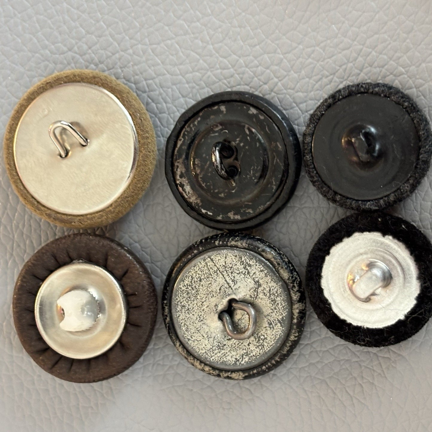 Vintage Fabric Covered Button Lot 1930s–50s Wool Tweed Satin & Thread Wrapped