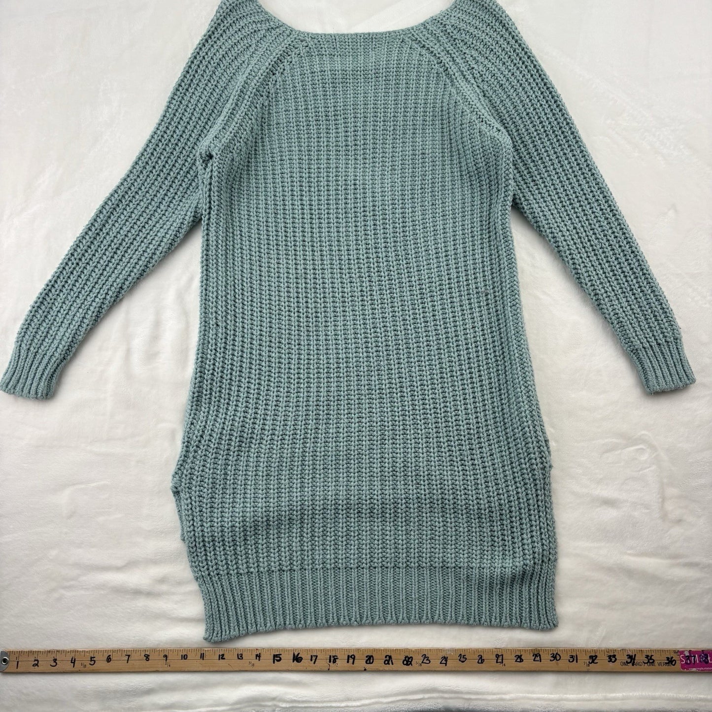 Minimum Turqouise Chunky Knit Sweater Dress Women's Size M Long Sleeve Cozy