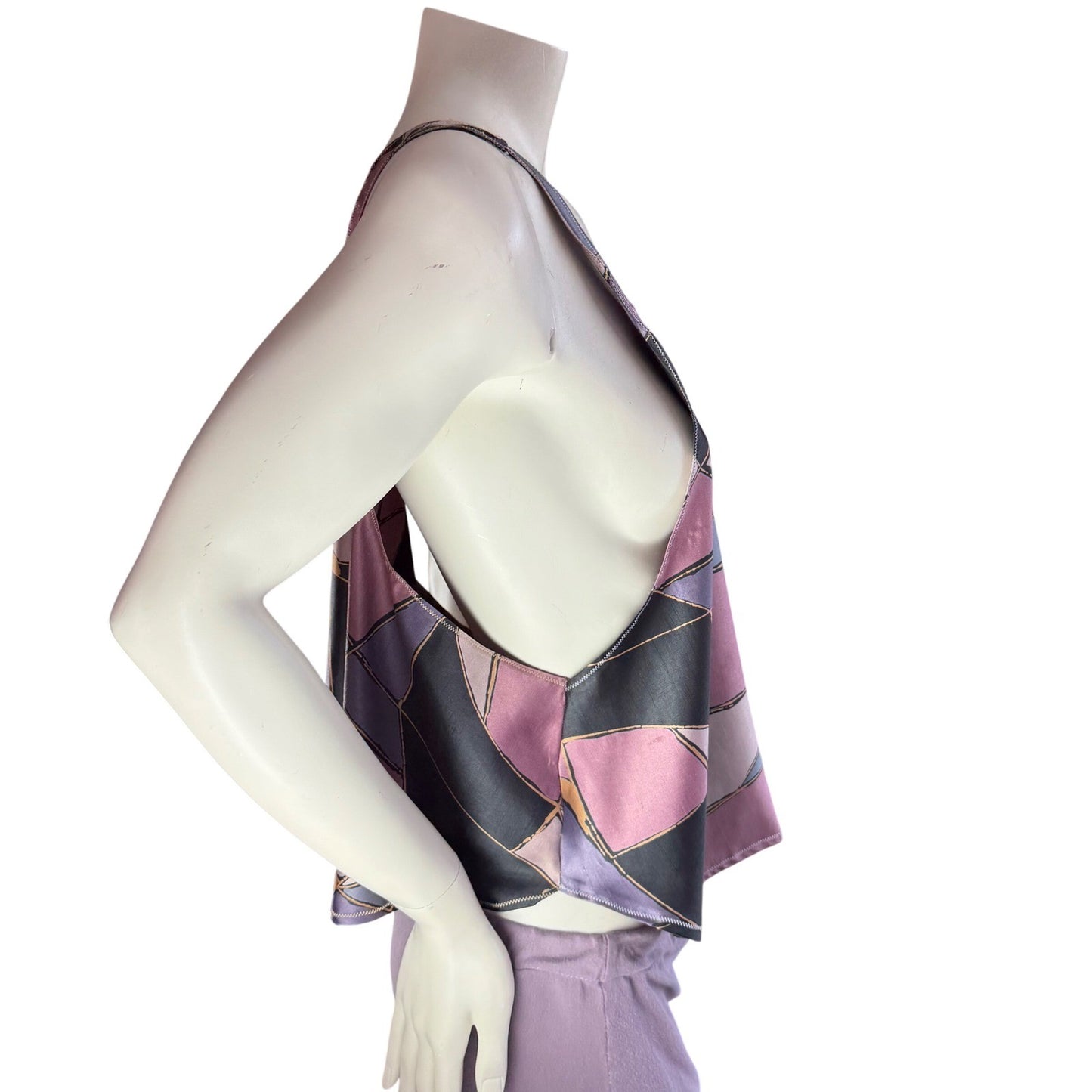 Simple Clothing Geometric Tank Top Open Side Abstract Art To Wear Crop OS