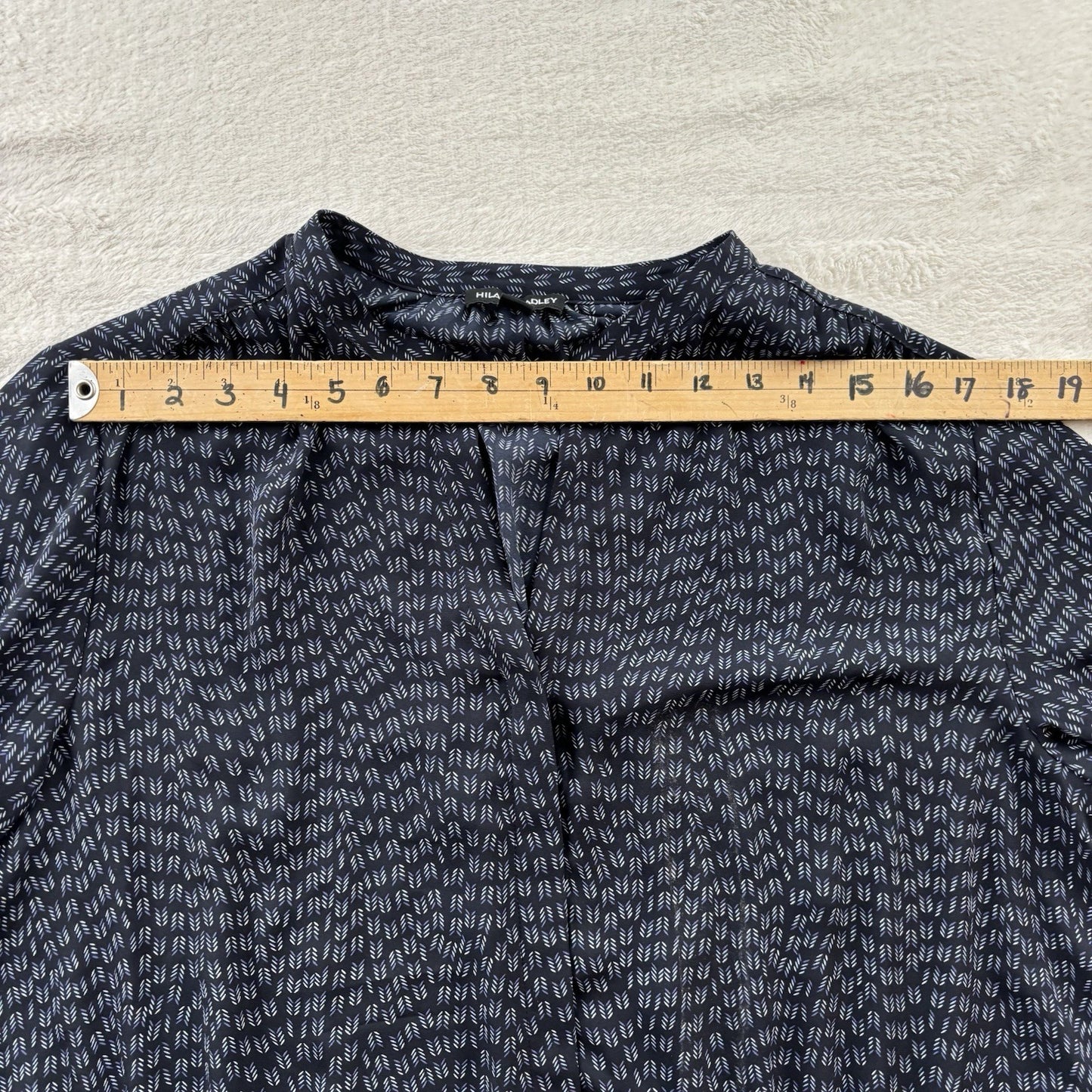 Hilary Radley Navy Printed Dress Women’s XL – Boho Office Casual Tie Waist Work