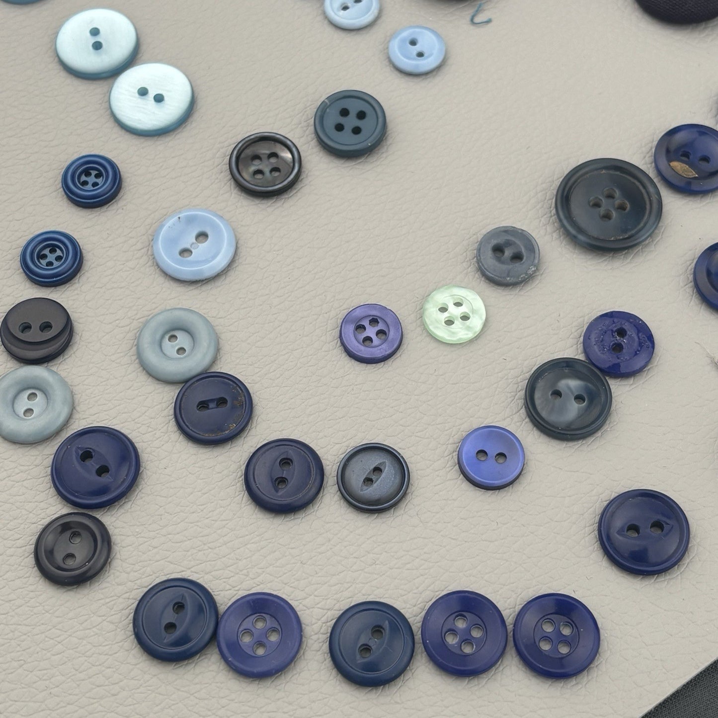 Vintage Blue Fabric Covered Buttons Lot Velvet Tweed Knit Tailor Shank 1940s-60s