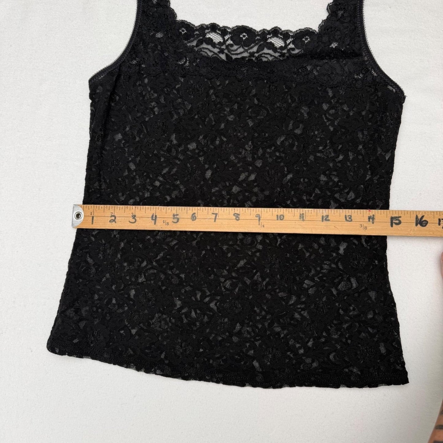 Vintage Handmade Black Floral Lace Top Women S/M Whimsigoth Y2K Grunge Romantic