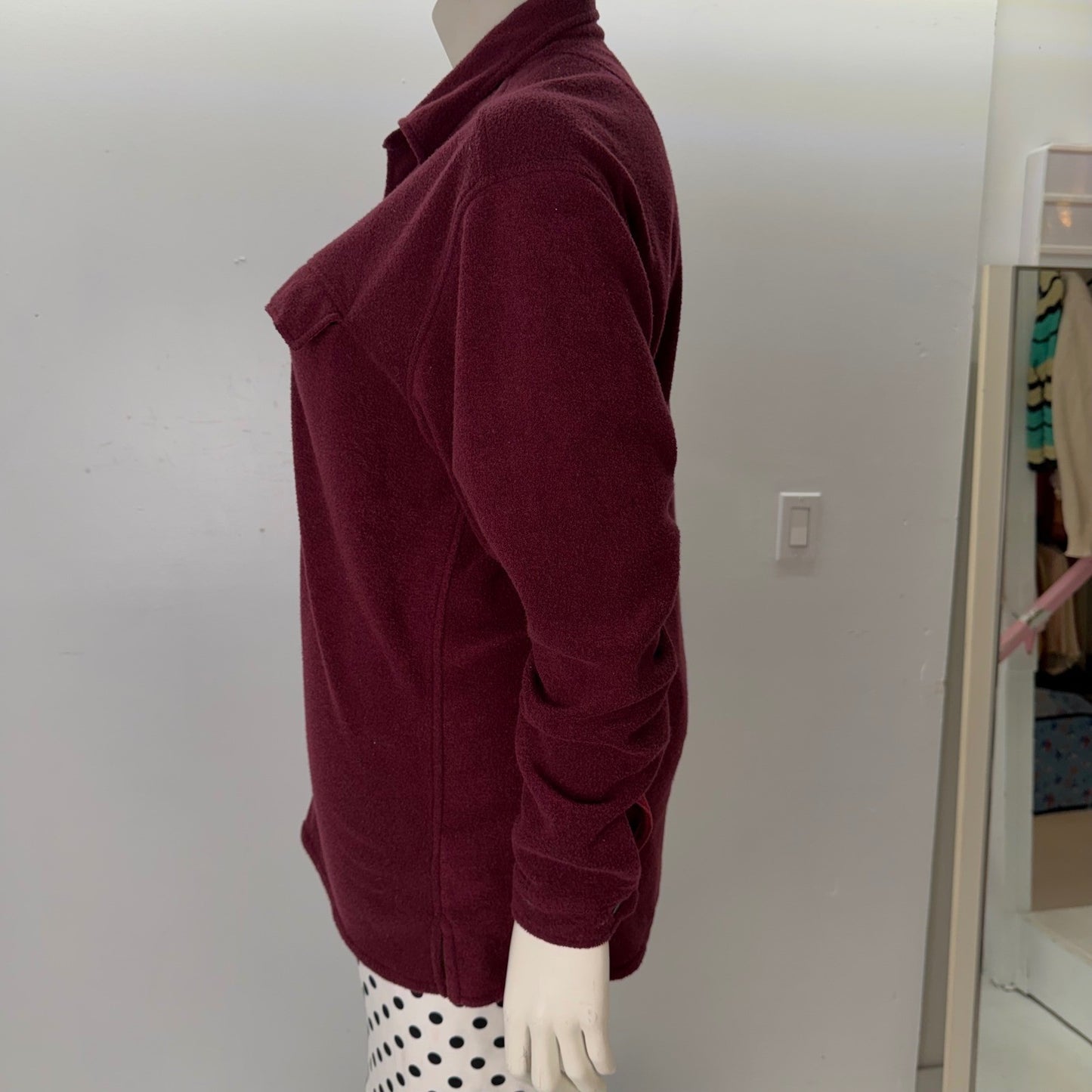 North Forty Four Fleece Button Down Shirt Burgundy Shacket Gorpcore Cabin Large