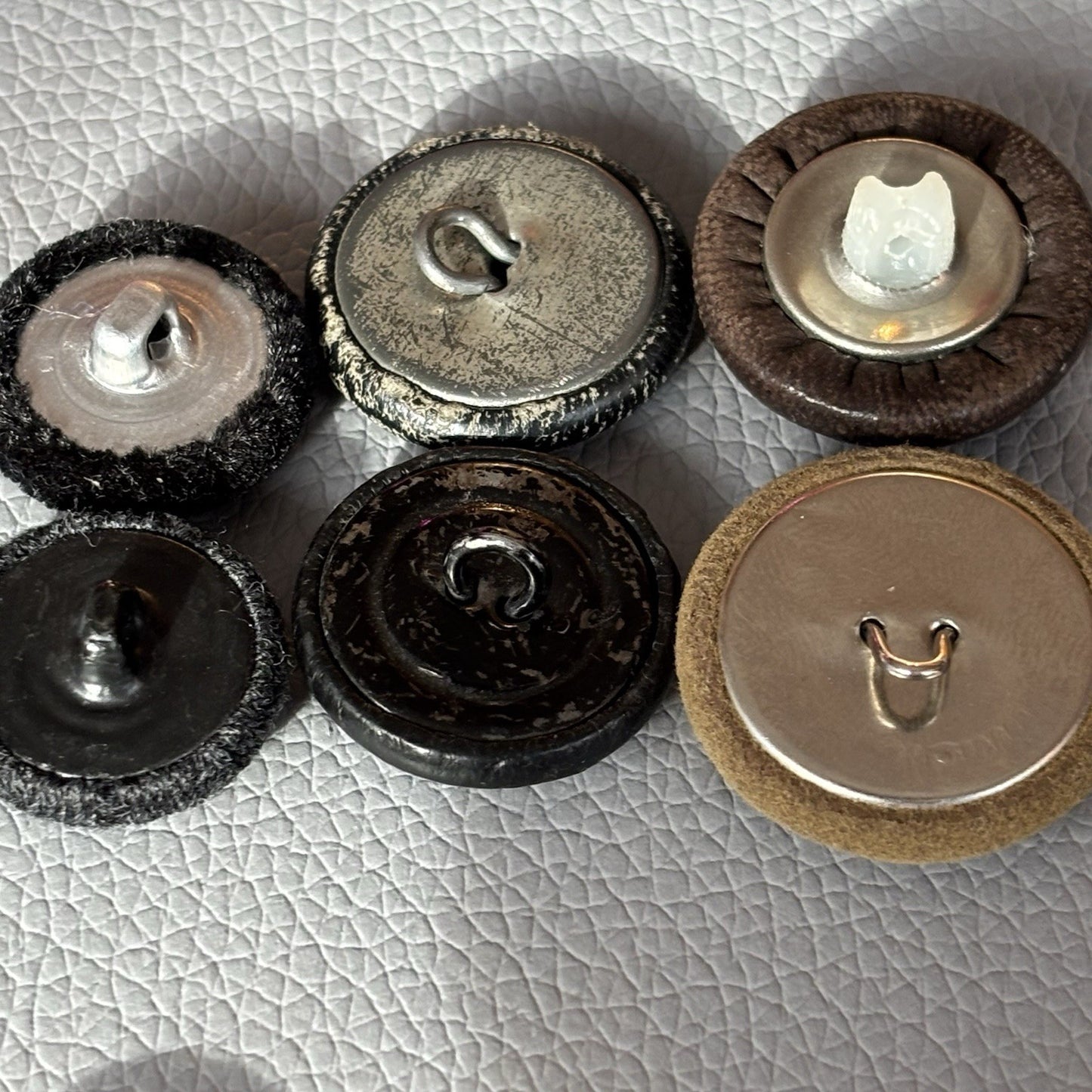 Vintage Fabric Covered Button Lot 1930s–50s Wool Tweed Satin & Thread Wrapped
