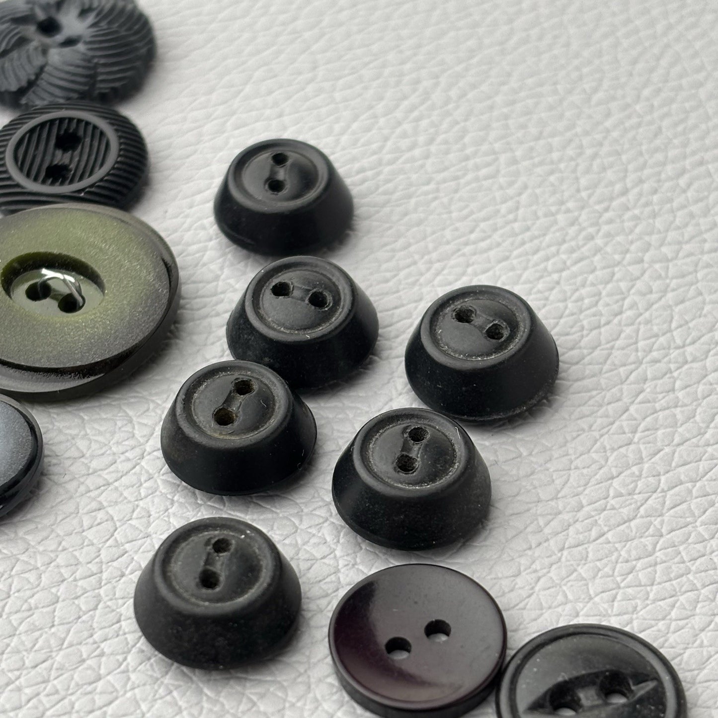 Lot of 100+ Vintage Black Buttons Mixed Styles Sizes Sewing Craft Supply