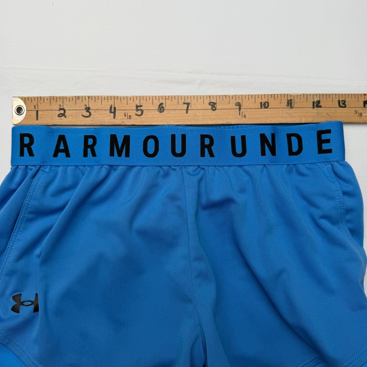 Under Armour Blue Athletic Shorts Girls XS Elastic Waist Logo
