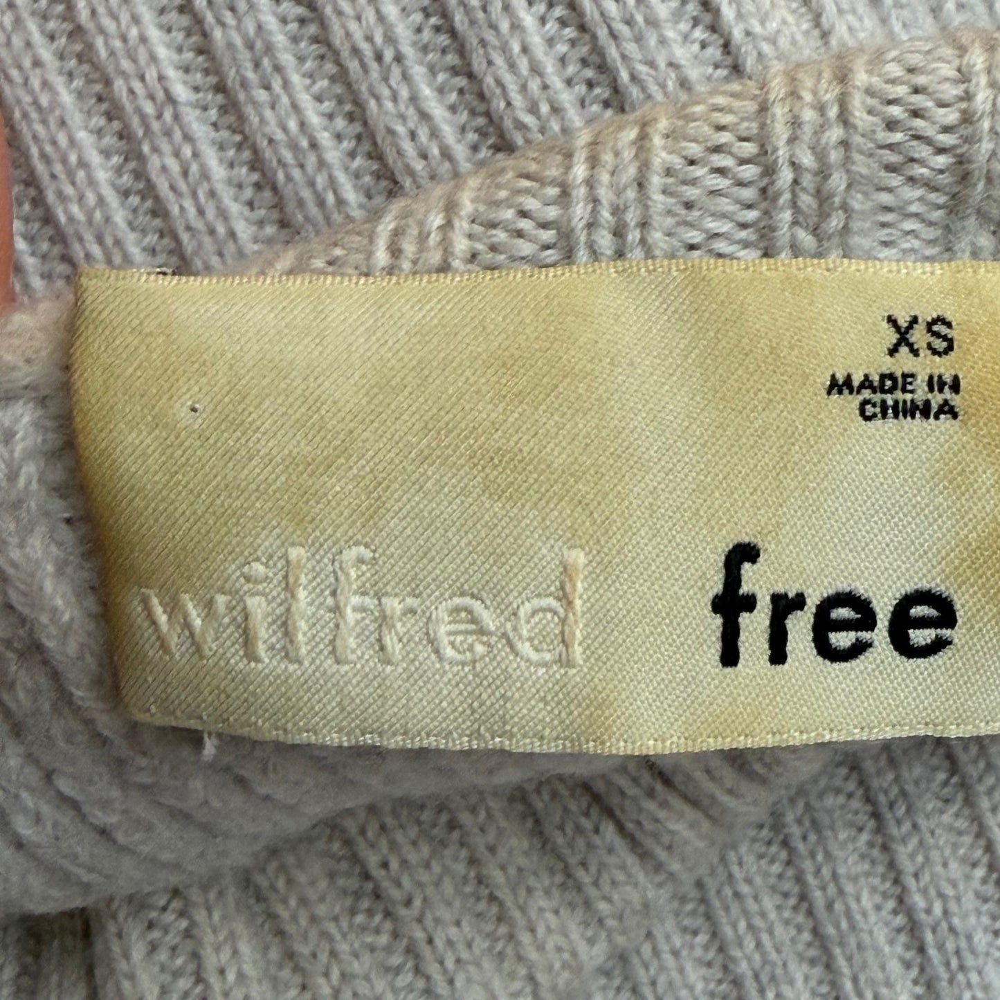 Aritzia Sweater Wilfred Free 100% Merino Wool Ribbed Turtleneck Gray Old Money
