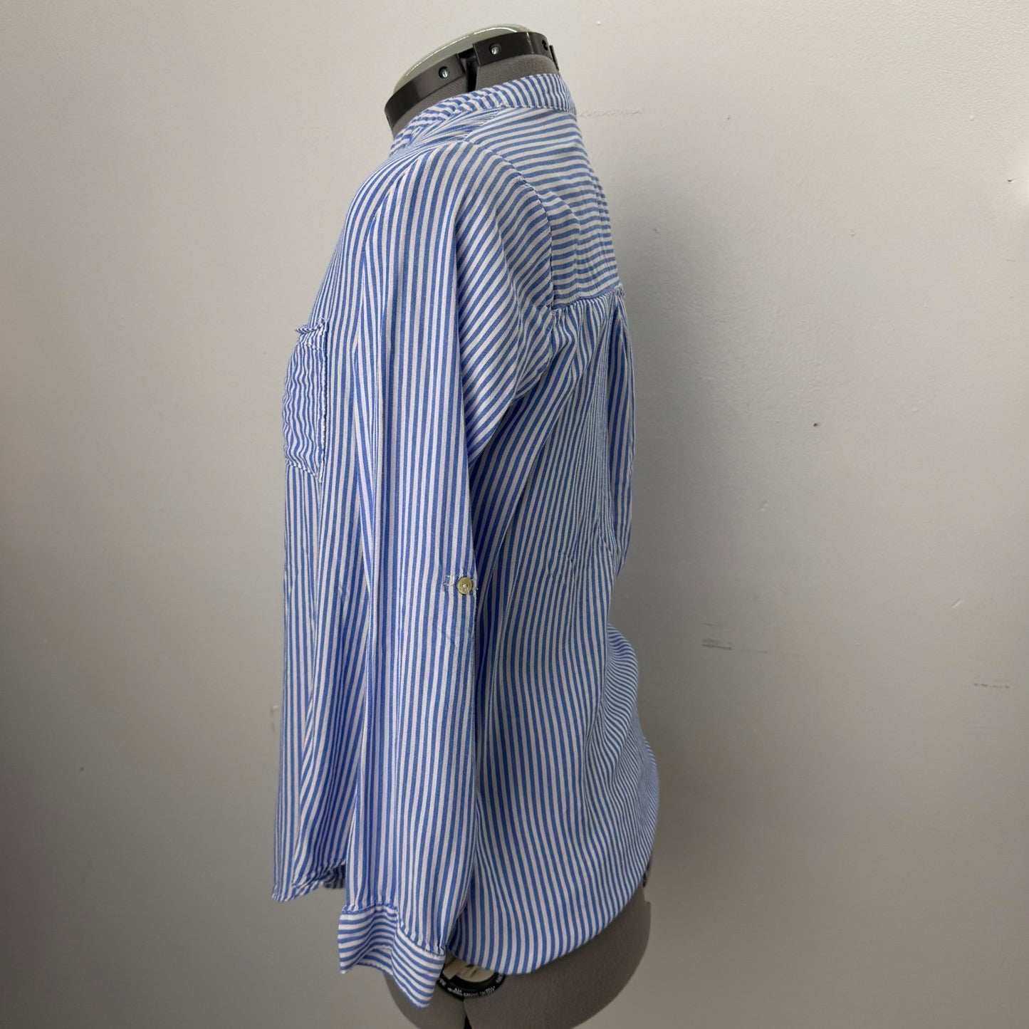Love Tree Striped Button Down Shirt nautical Preppy Coastal Grandmother Sz S