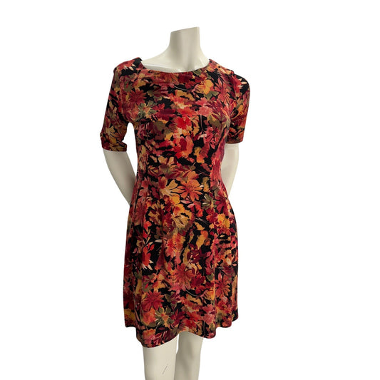 Laura Petites Floral Short Sleeve Sheath Dress Cottagecore Classic Office Sz 8