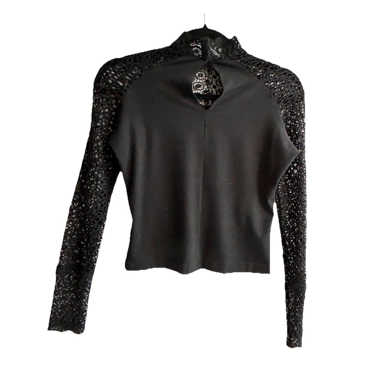 Sagaie Black Lace Mock Neck Top | Size 2