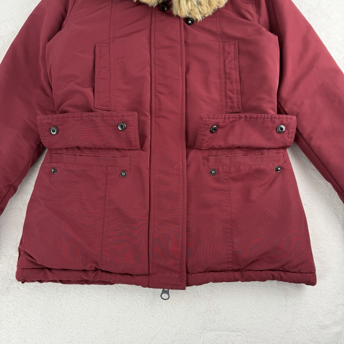 Bluenotes Women’s Parka Coat X-Small  Insulated Hooded Removable Fur 4 Pockets