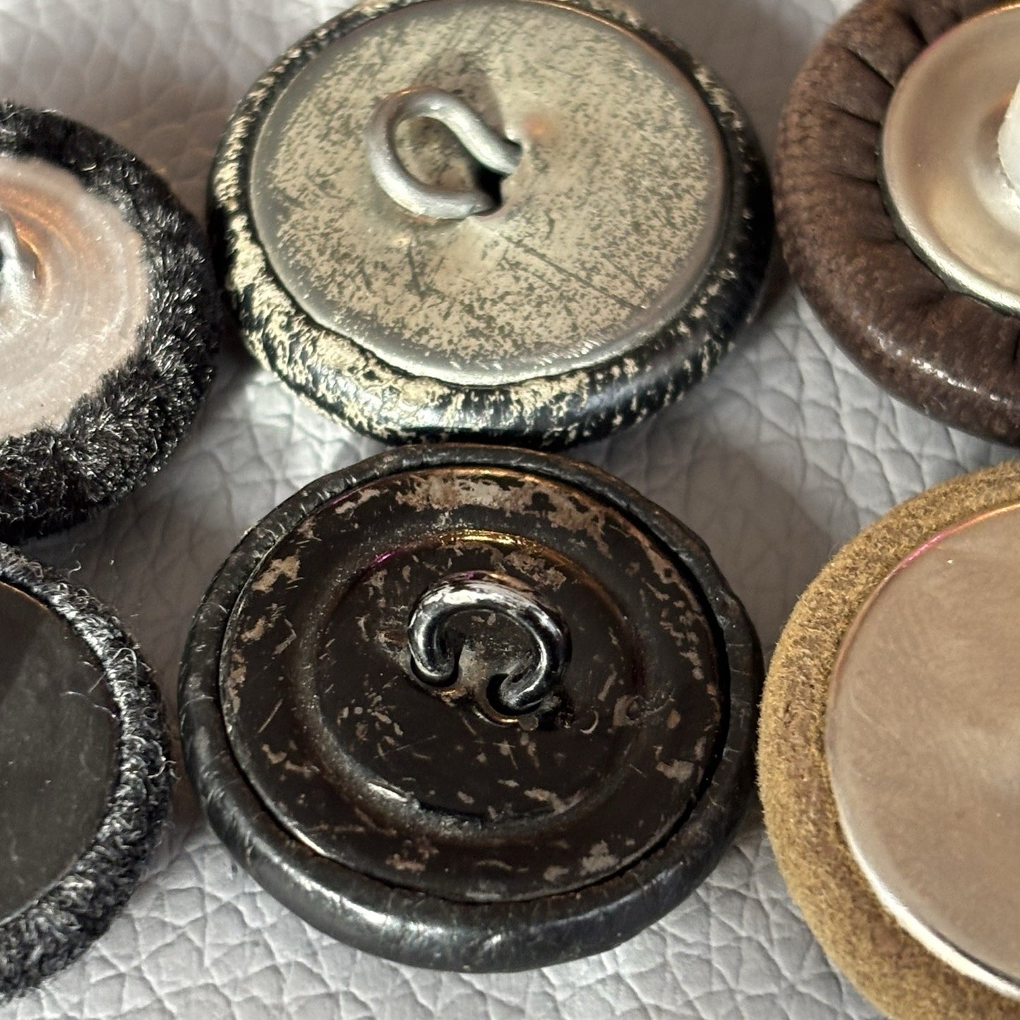 Vintage Fabric Covered Button Lot 1930s–50s Wool Tweed Satin & Thread Wrapped
