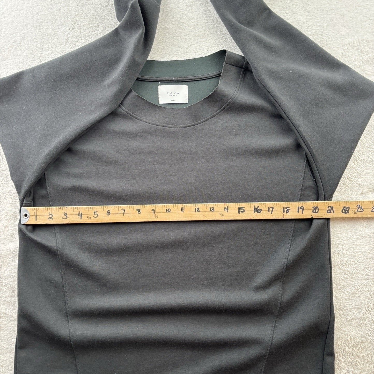 YAYA Women Black Sweatshirt Dress Asymmetrical Hem Minimalist Quiet Luxury M
