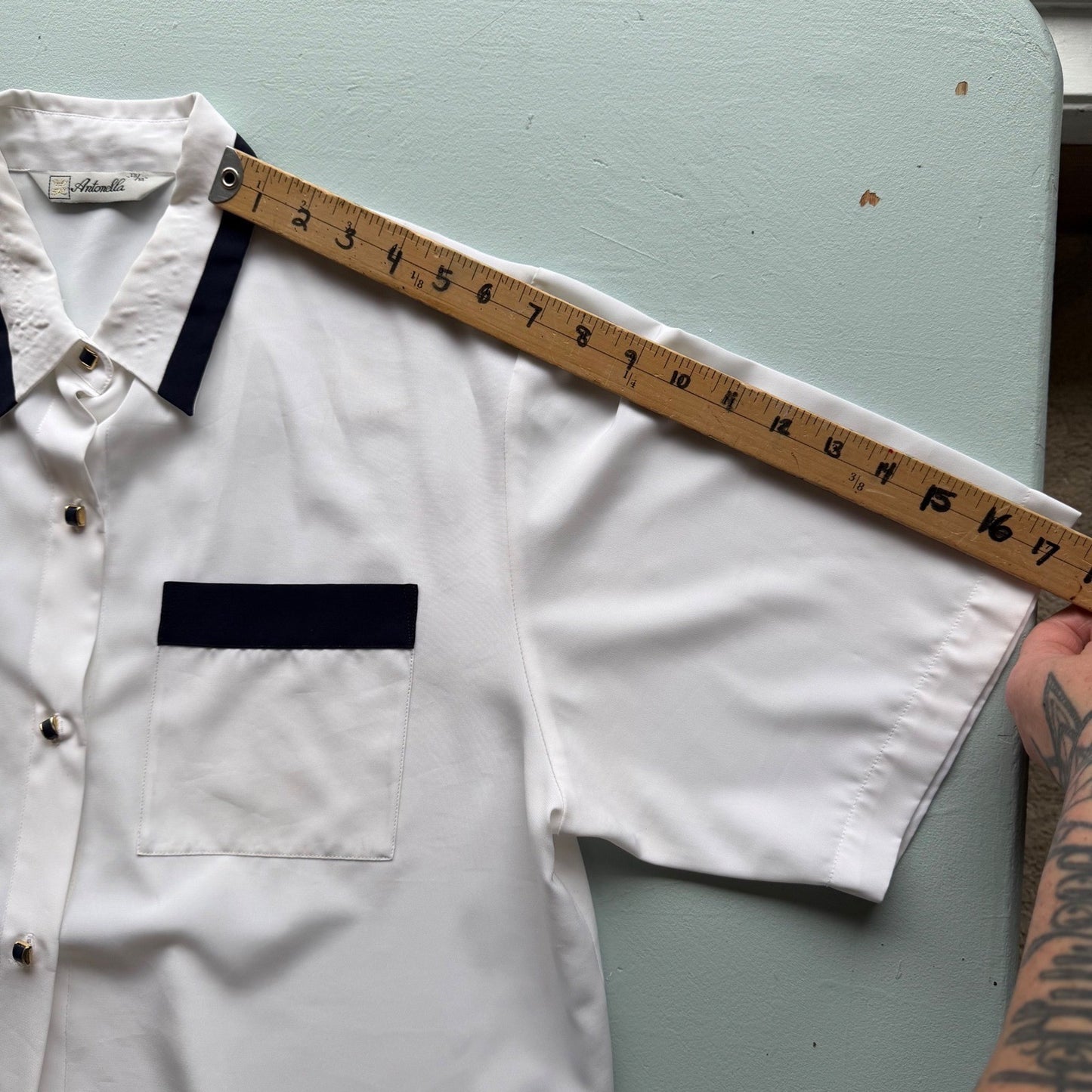 Vintage Antonella Short Sleeve Blouse Preppy Old Money Light Academia Sz 13/14