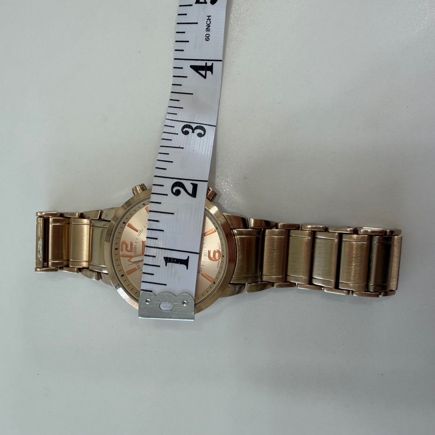 EDJ Gold Tone Chronograph Watch Oversized Statement Quartz Stainless Steel