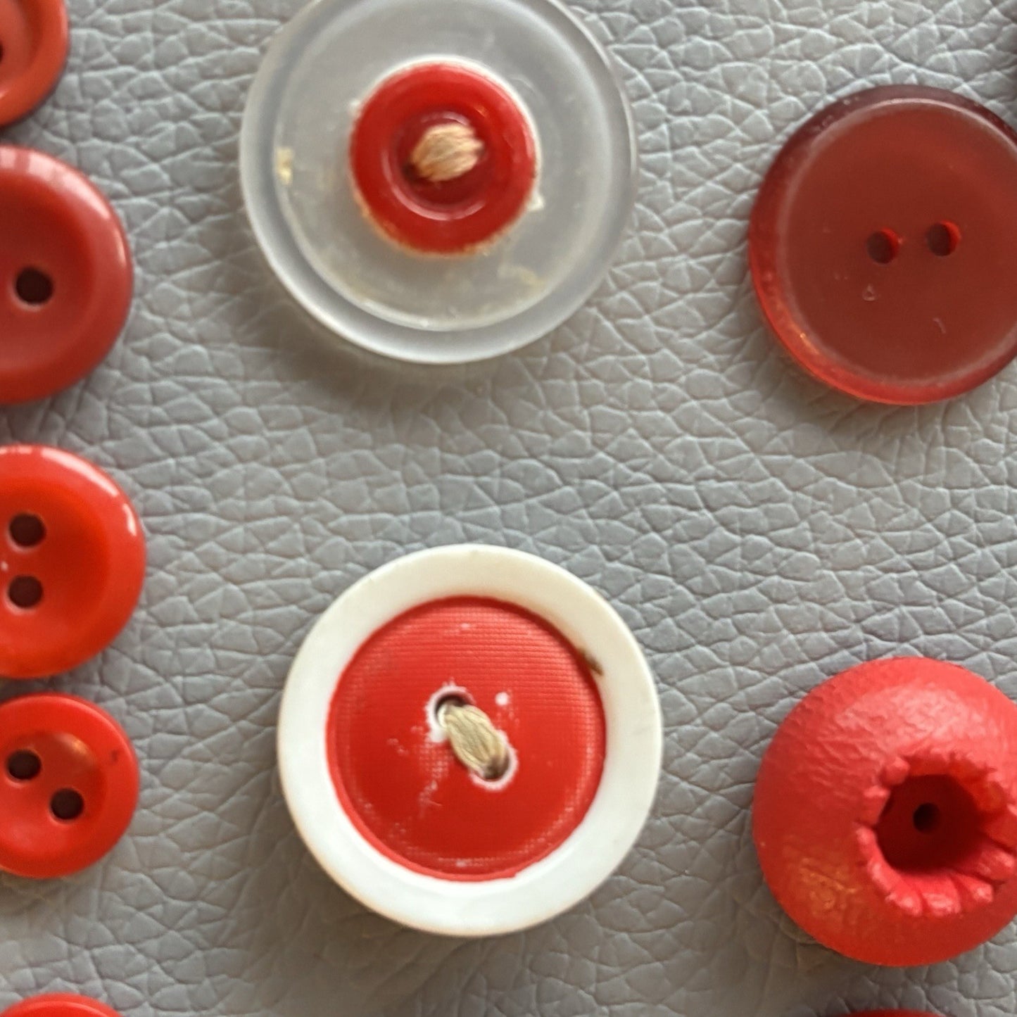 Vintage Red Button Lot Two Hole, Early Plastics Sewing Crafts Small Medium Large