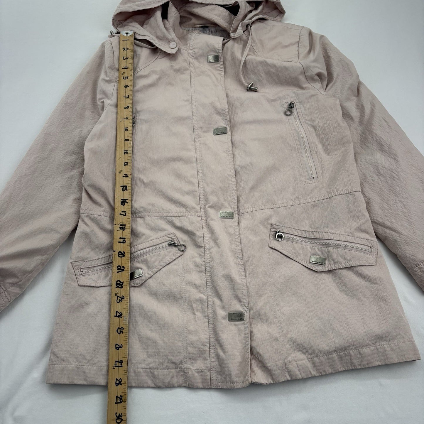 Womens Pastel Pink Jacket Lightweight Coat Y2K Windbreaker Travelcore Sz Md Hood