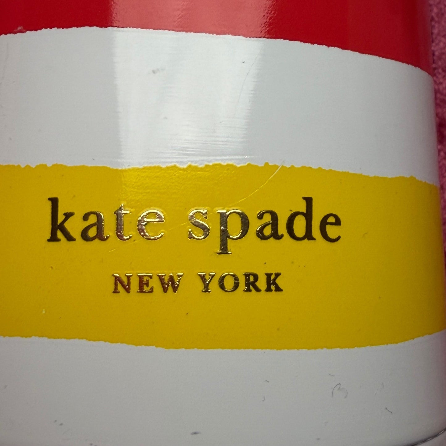Kate Spade Water Bottle Rainbow Stripe Insulated Stainless Steel Preppy White OS