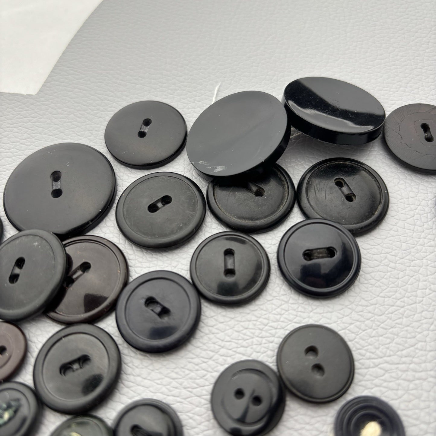 Lot of 100+ Vintage Black Buttons Mixed Styles Sizes Sewing Craft Supply