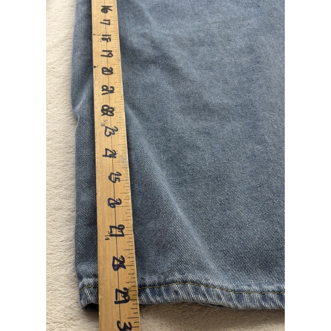 Women's Wide Leg Jeans 33x30 Slouchy Low Rise Y2K Baggy Denim White Belt Strap