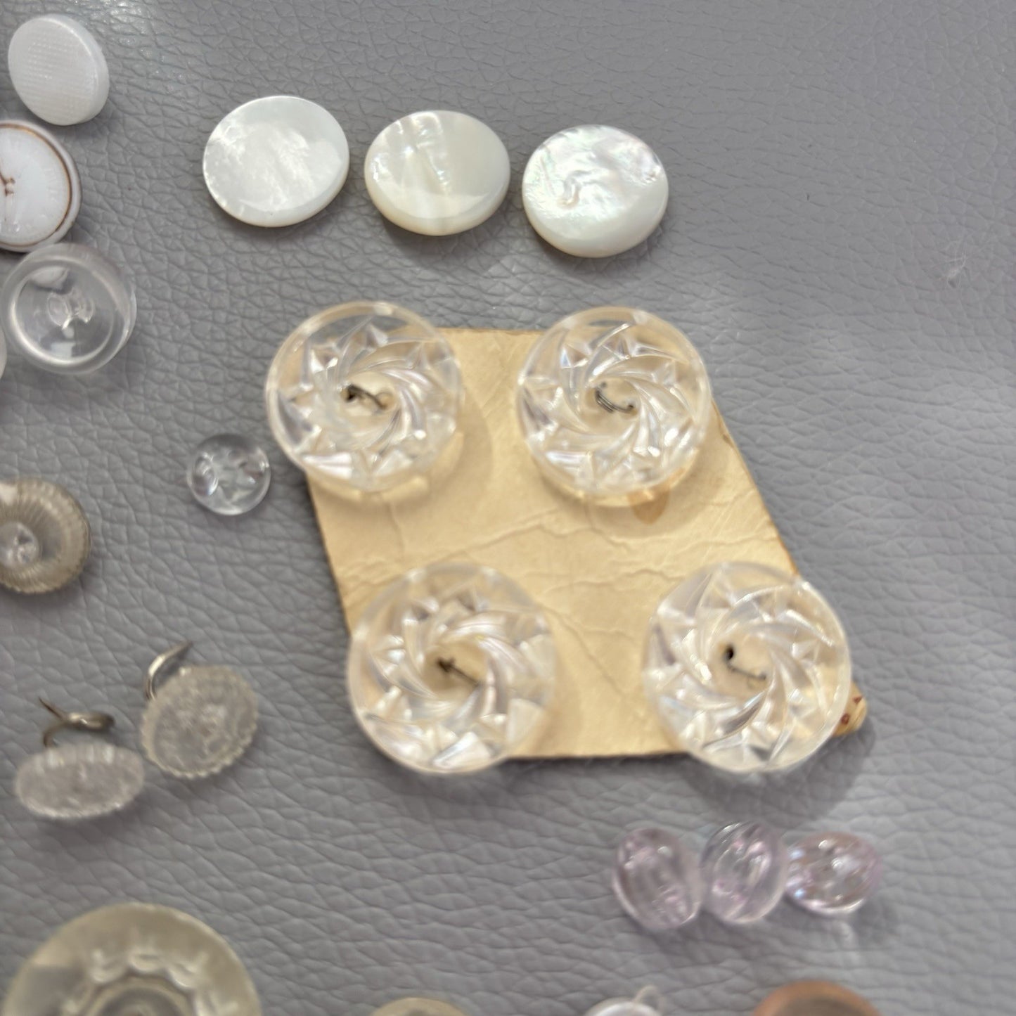 Vintage Glass Lucite Celluloid Button Lot ~ 69  Mixed Styles 1930’s-50’s