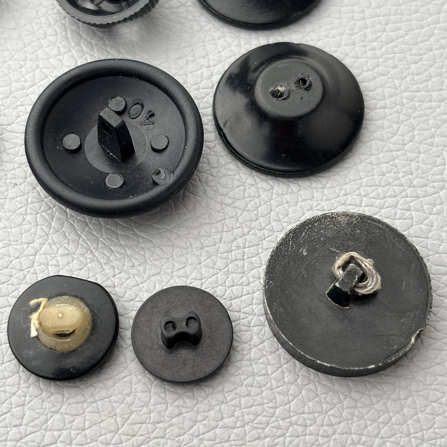 Vintage Black Glass & Early Plastic Button Lot Textured Carved & Openwork