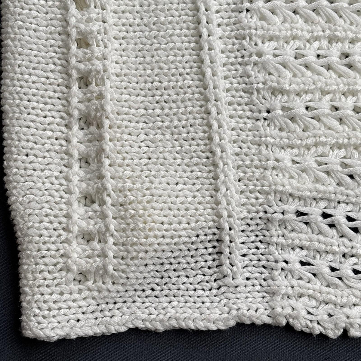 Vintage MOFFI International Ivory Open Knit Cardigan Bell Sleeve  Boho Sz Small