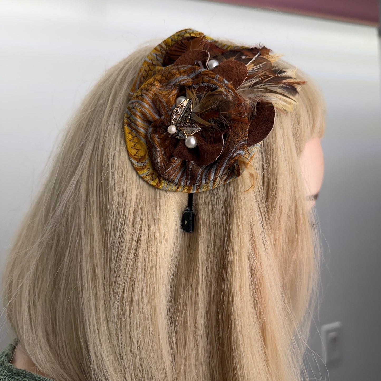 Handmade Fascinator Headband Feather Butterfly Boho Whimsical Fairycore  OS