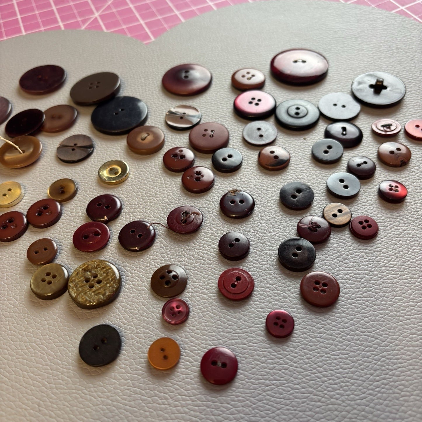 Vintage + New Burgundy And Red  Button Lot. Two Hole + Four Hole Plastic