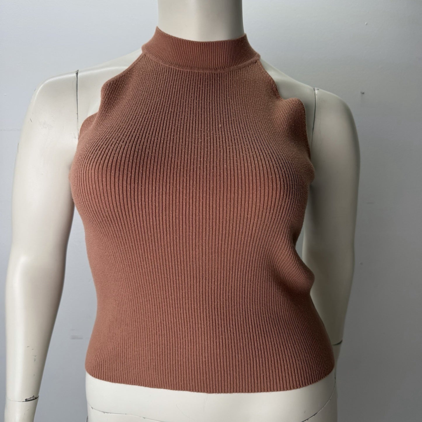 Mexx Ribbed Mock Neck Top Sleeveless Caramel Normcore Basiccore Vanilla Girl XL