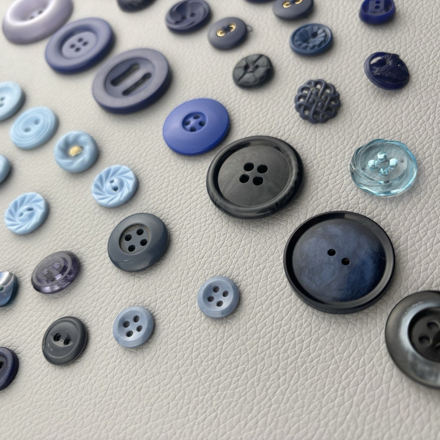 Vintage Blue Button Lot | Bakelite, Casein & Glass Mix | 1930s–50s Sewing Crafts