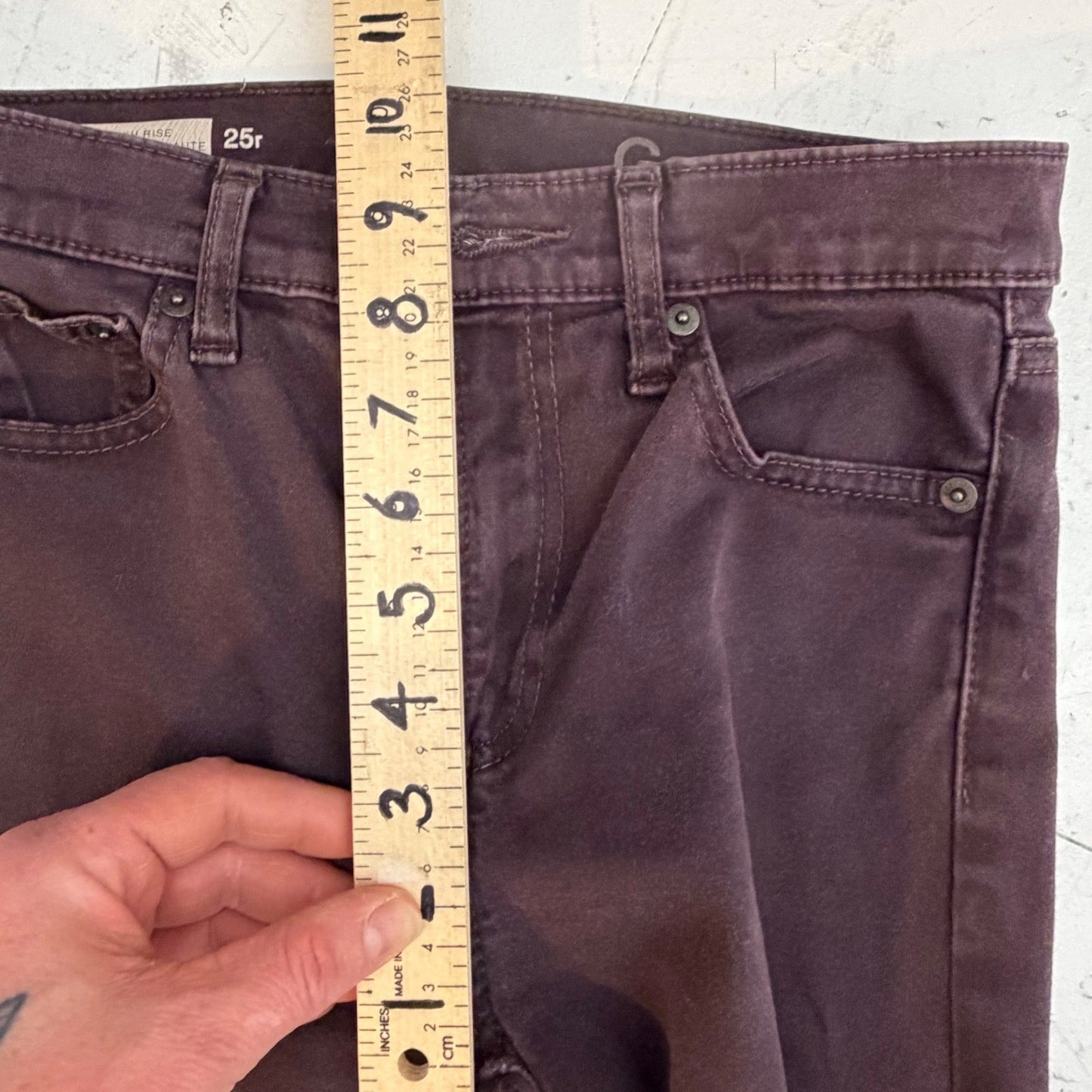 Gap 1969 True Skinny High Rise Jeans Plum Dark Academia Denim Sz 25r minimalist