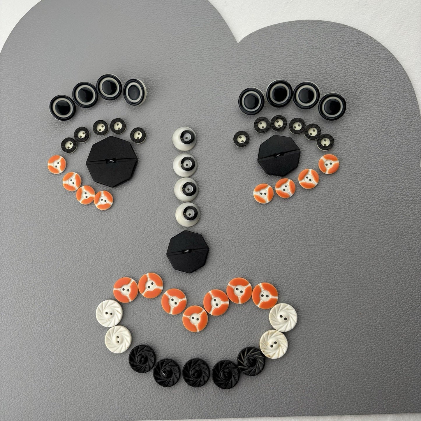 Black White Orange Button Lot ~ 35pc Plastic Sewing Craft Supply Mixed Set