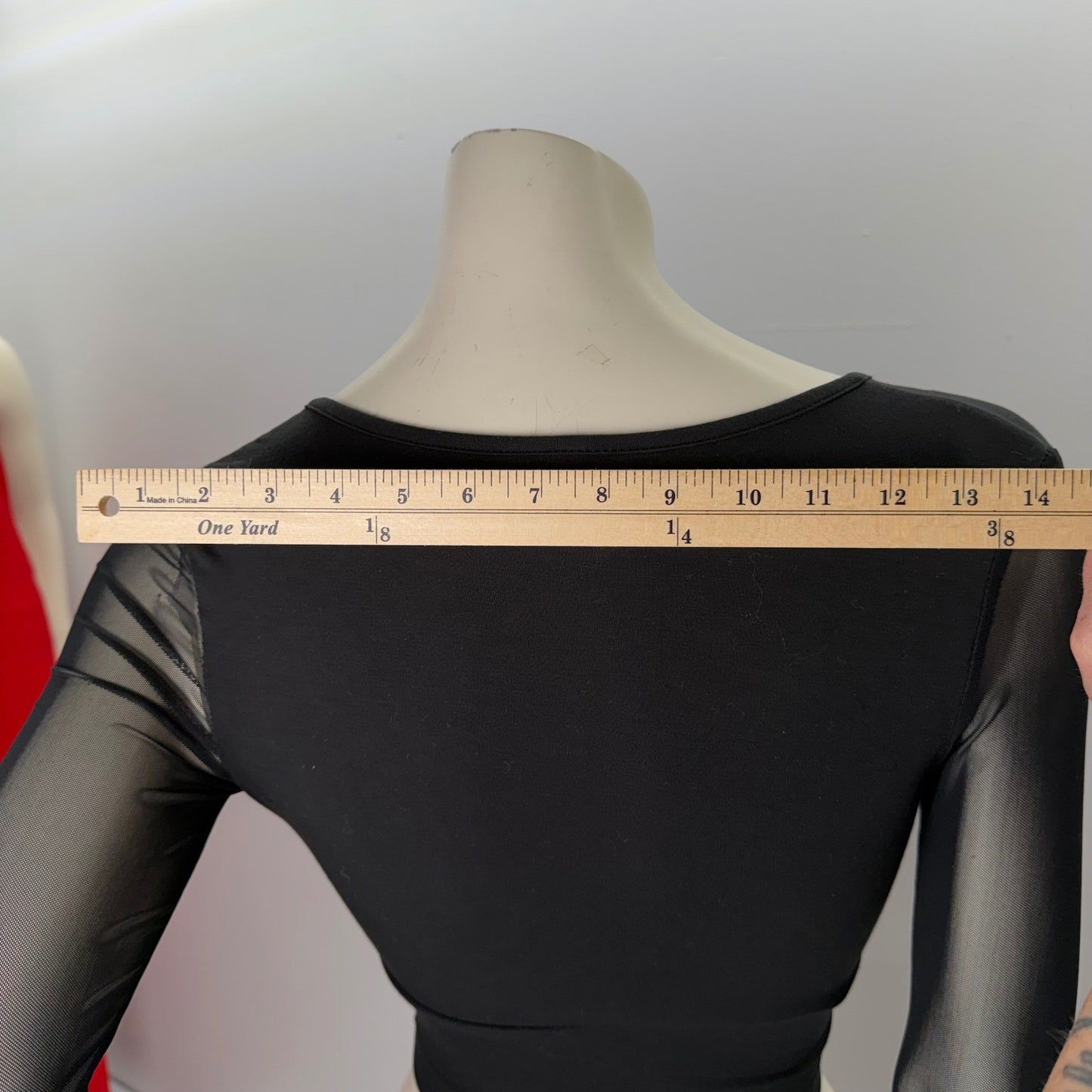 Black Sheer Sleeve Mesh Top Wrap Front V-Neck Crop Top Small Goth Romantic Y2K