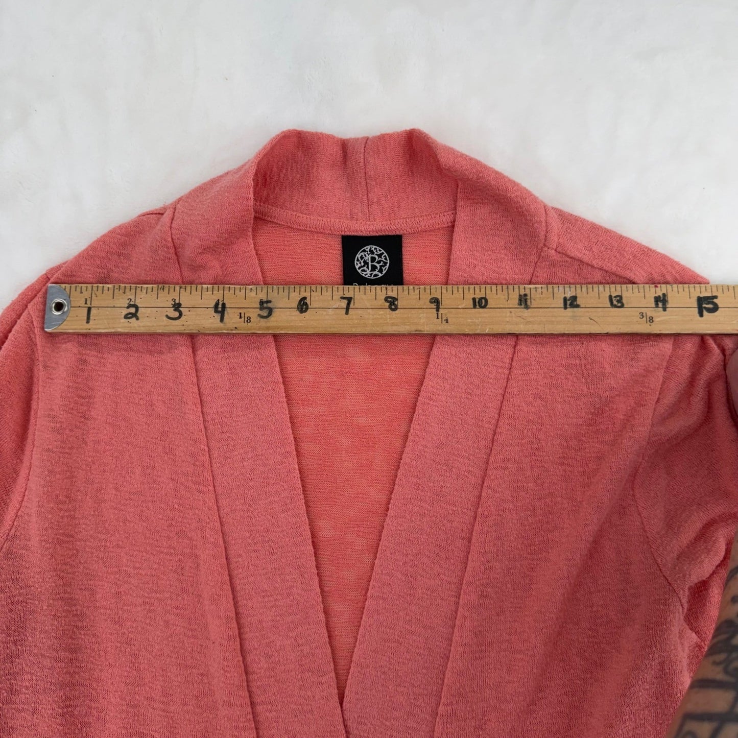 Bobeau Coral Pink Peplum Cardigan Ruffle Waist Shabby Chic Pastel Womens Large
