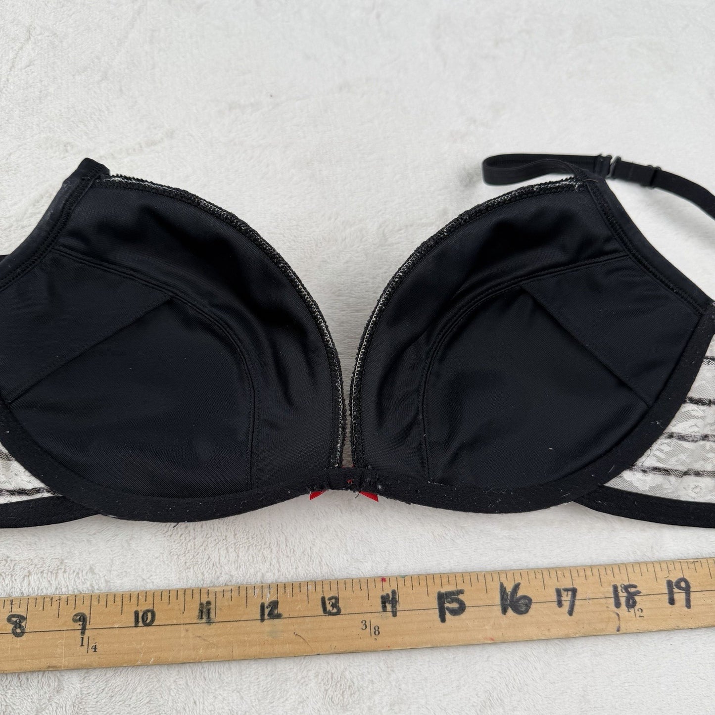 La Senza Perfectly Me Lace Bra Black White Stripe Underwire 36C Y2K Princesscore