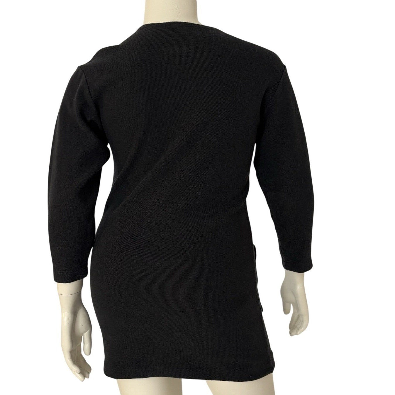 Black Knit Sweatshirt Dress Pocket Mini Tunic by FUN TIME | Long Sleeve | Sz Md