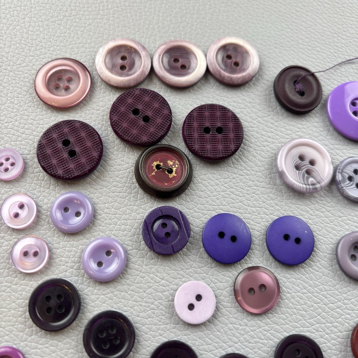 Vintage + New Purple Two Hole + Four Hole Round Button Lot 67 Pieces Sew Crafts