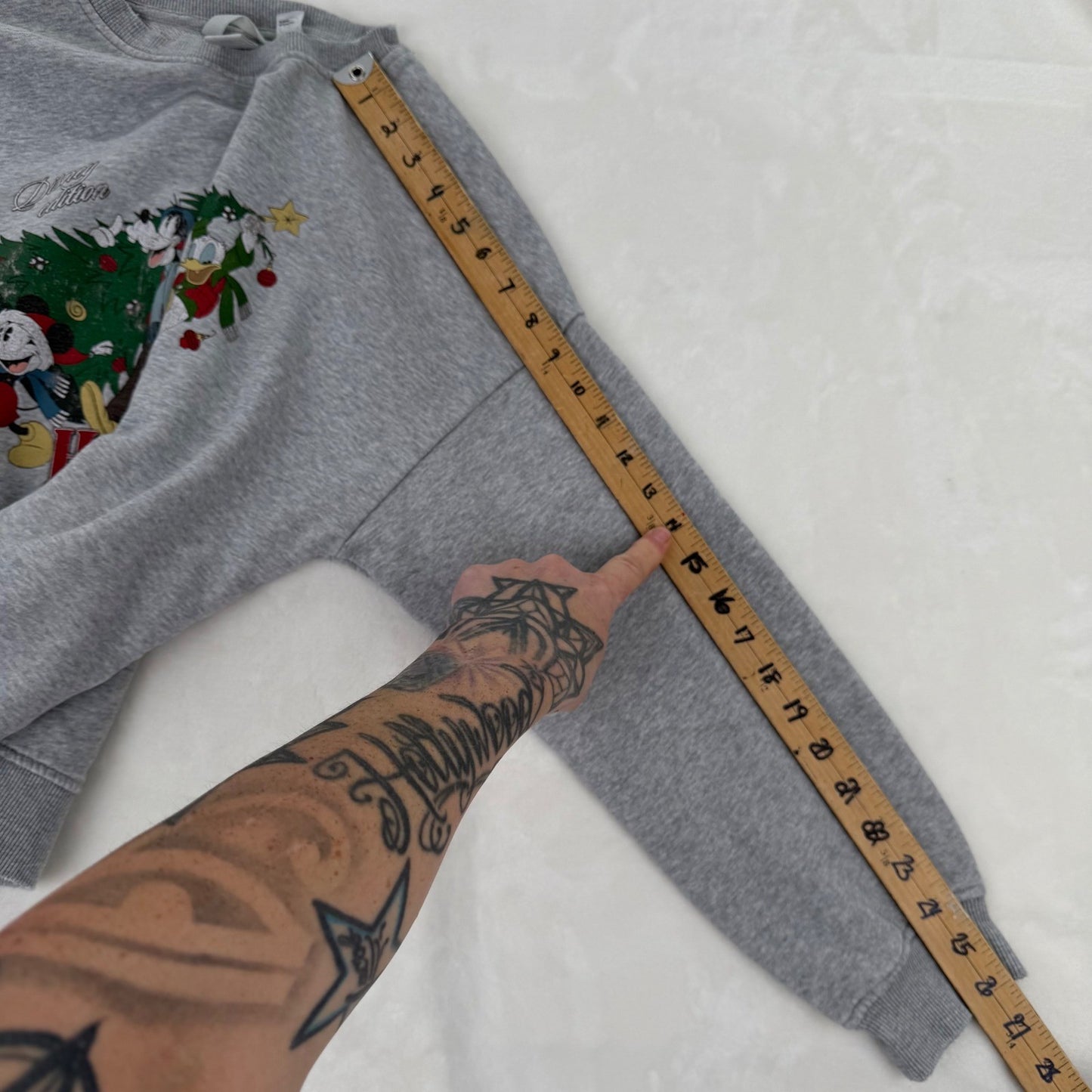 H&M Disney Home for the Holidays Mickey Mouse Gray Graphic Sweatshirt XS
