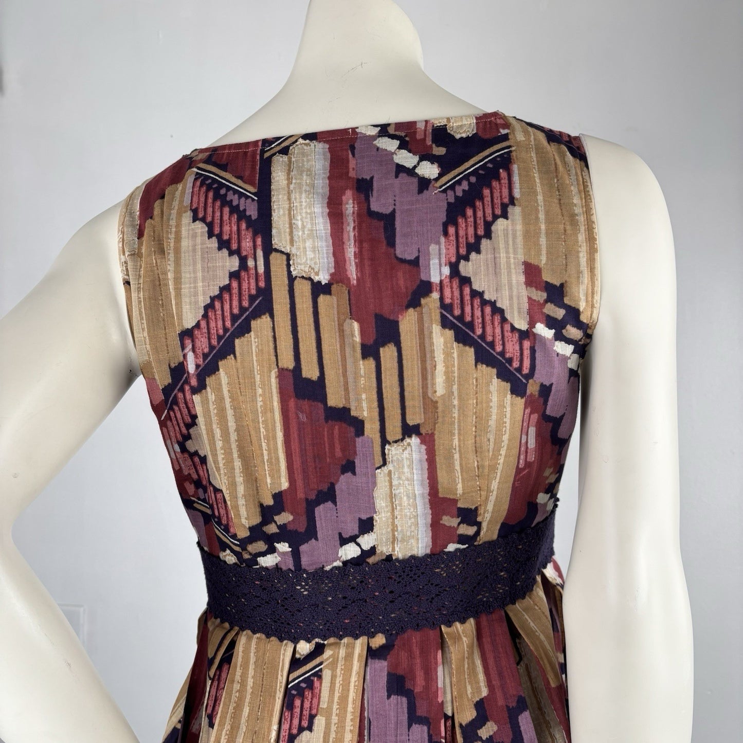 Axcess by Liz Claiborne Abstract Print Sleeveless Dress Boho Retro Style M