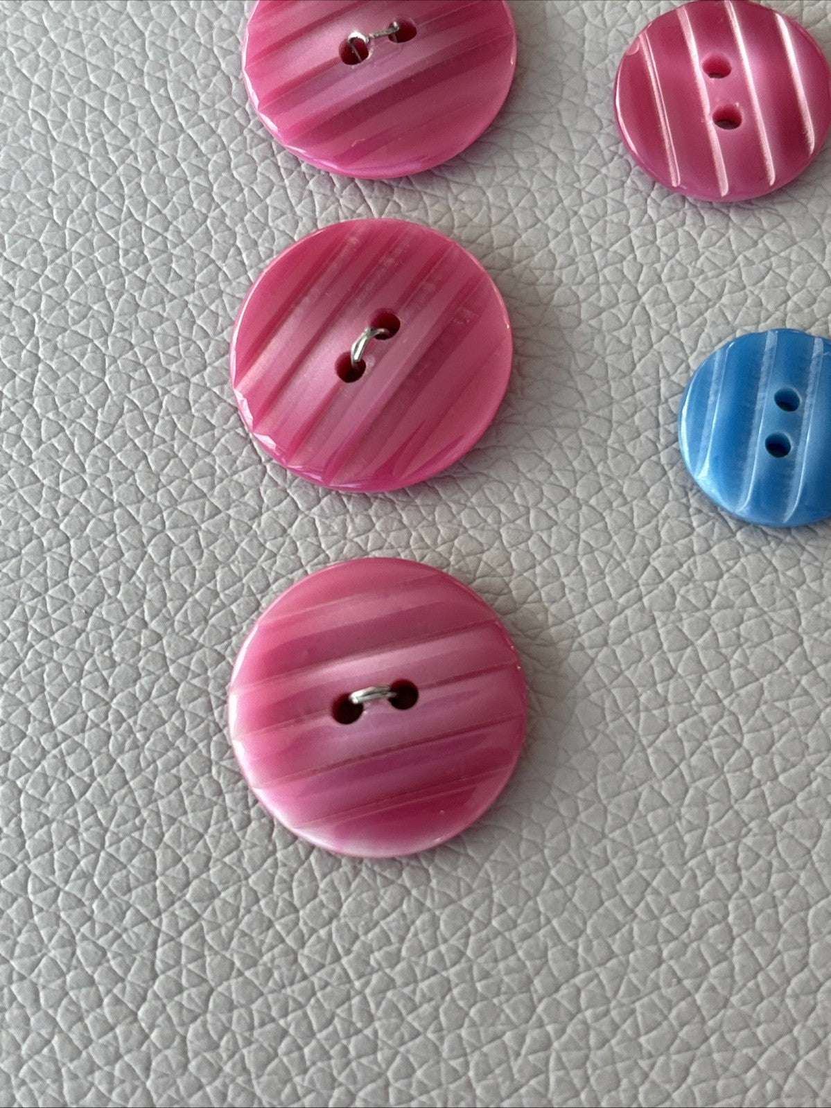 Vintage Striped Button Lot Cream Brown Pink Blue Two-Hole Plastic Sewing Craft