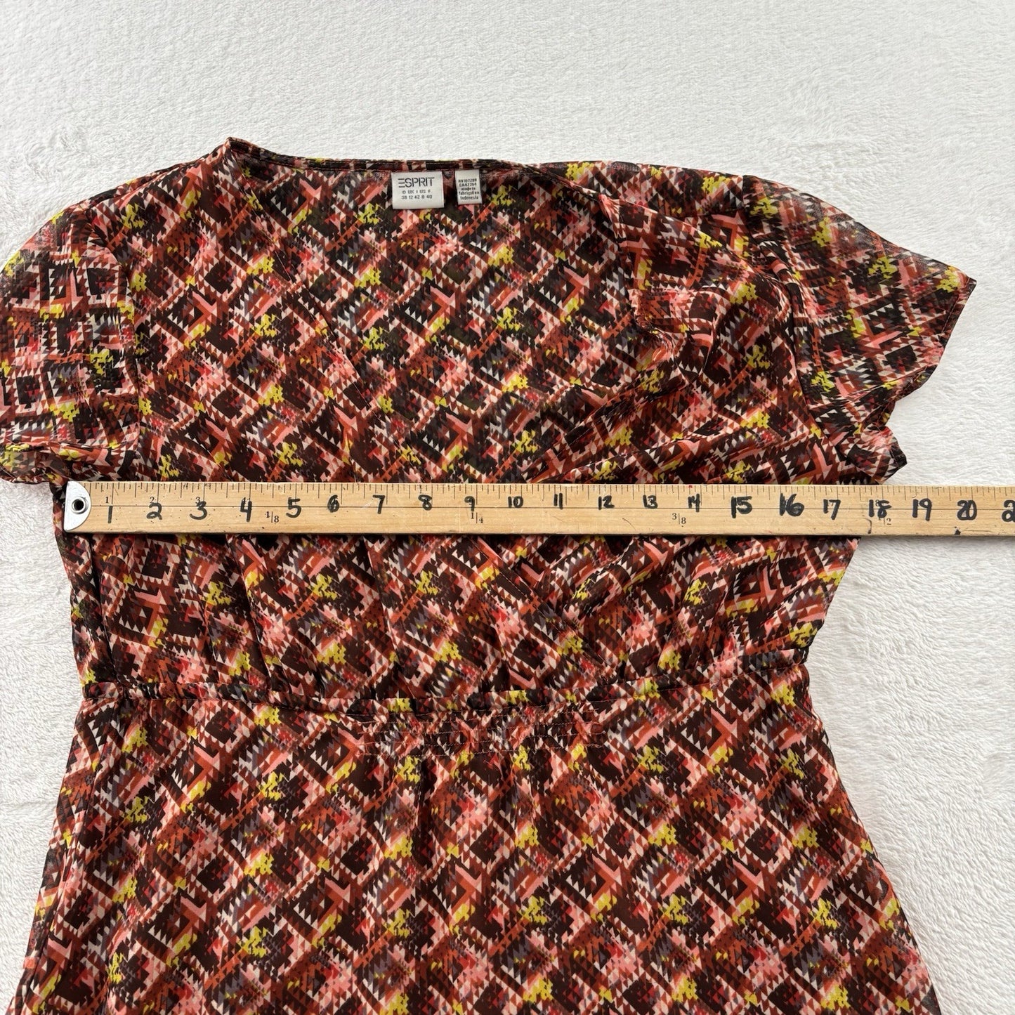 Esprit Baby Doll  V-Neck Dress Women’s Boho Summer Festival Sz Large Earthcore