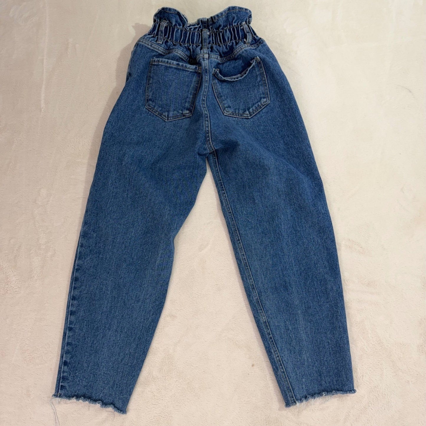 Oak + Fort Jeans High Waisted Paperbag Waist Mom  Cropped Raw Hem Womens Small